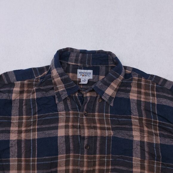 Windham Pointe Tartan Flannel Long Sleeve Shirt Mens Size Extra Large XL Blue - Picture 1 of 10